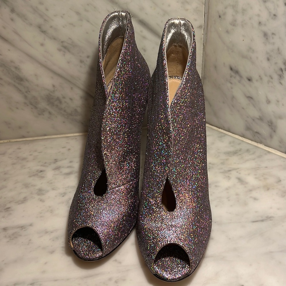 Gianvitto Rossi Metallic & Purple Glitter Accents Boots in Size 38 1/2